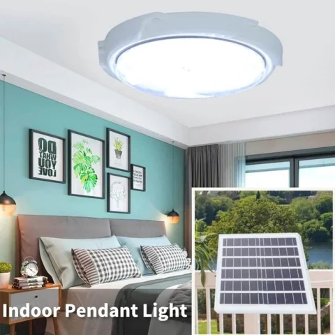 200W Solar Ceiling Lamp - High-Performance Indoor/Outdoor Light with Remote Control & 5m Cable