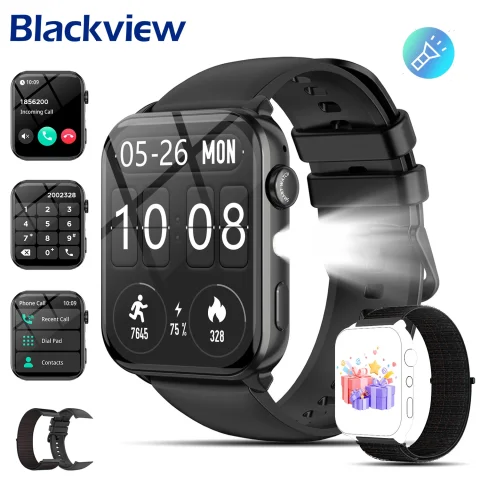 2025 Blackview R30 Max Smartwatch with Flashlight 1.91'' TFT Screen Health Monitoring Bluetooth Call Watches for Men Women Gifts