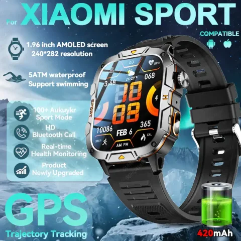 2025 For XIAOMI GPS Tracker Bluetooth Call Smart Watch Men 420mAh 5ATM Waterproof Health Monitoring Professional Sport Bracelets