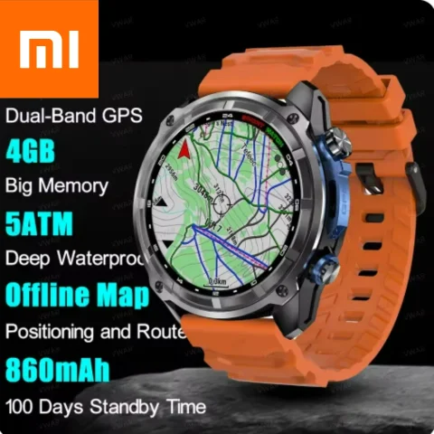 Xiaomi GPS Smart Watch with Offline Maps 4GB Memory Video Player Military Sports Smartwatch Men 30m Swimming Waterproof AMOLED