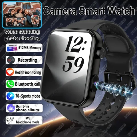 HD Camera Smart Watch Men Women Photos Record Video Photo Album BT Call Sports Healthy Waterproof Smartwatch For Android iOS New