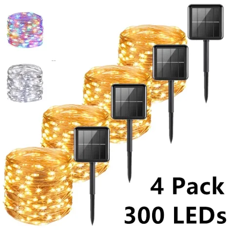 4pcs 22/32M Solar Led Fairy Light Outdoor Festoon Led Waterproof Garland String Lights  Party Garden Solar Lamp Decor