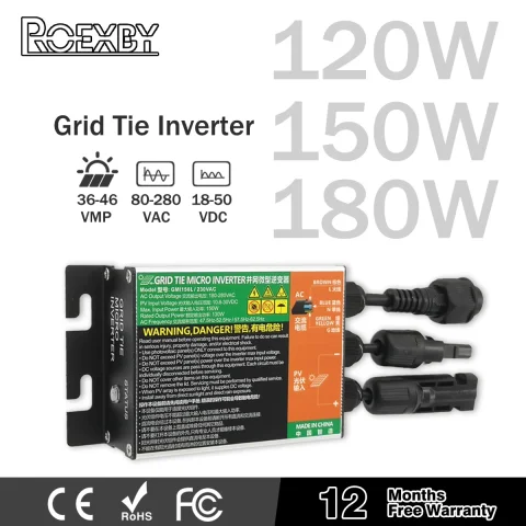 180W Tie System 120W 150W MPPT Micro Inverter Balcony Solar PV Grid Tie System for Home Use DC10.8-30V Solar Input AC110V-240V