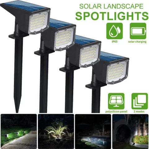 1/2/4Pack Solar Spot Lights Outdoor 53LED Spotlight Waterproof Solar Flood Wall Lamp for Landscape Patio Pathway Garden