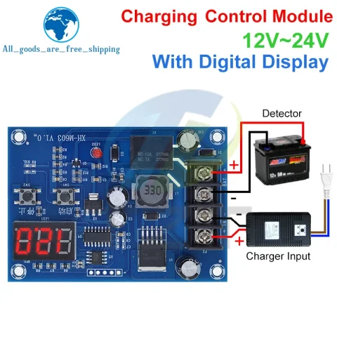 XH-M603 Solar Charge Controller Module 12-24V Storage Lithium Battery Charger Control Switch Protection Board With LED Display