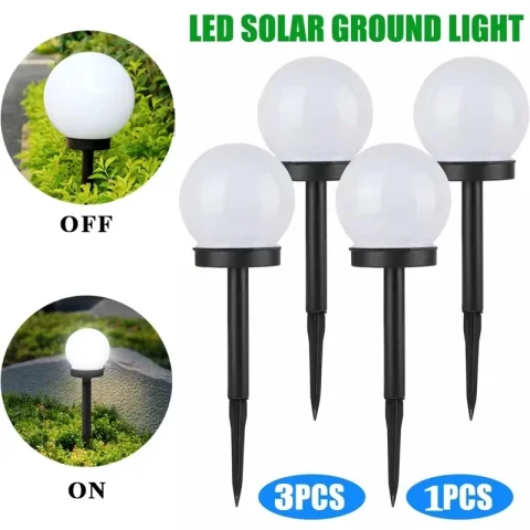 Waterproof LED Solar Ball Lawn Light Outdoor Garden Ground Plug Lamp Landscape Pathway Lighting for Patio Villa Driveway Decor