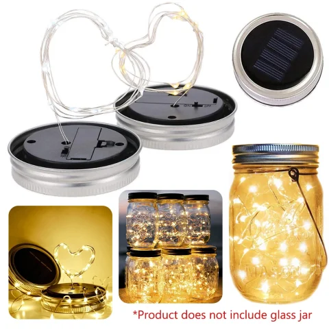 10/20LED Solar Fairy String Waterproof Light Mason Jar Solar Charging Garden Outdoor Wedding Party Decoration Lighting String