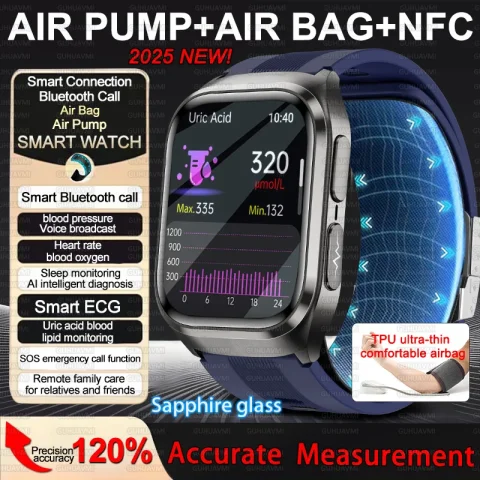 2025 New For HUAWEI Air Bag Smart Watch Men Blood Fat ECG+PPG Blood Pressure Broadcast NFC HD BT Call Health Smart Watch Woman