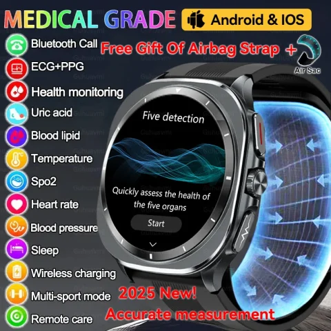 2025 For XIAOMI IOS New Air Pump Airbag Accurate Measure ECG NFC Smart Watch Blood Pressure Men Women