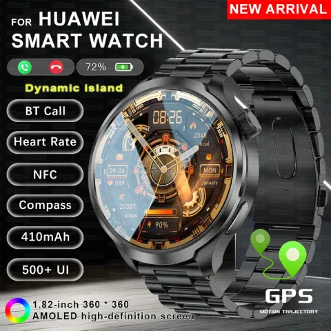 2025 New GPS Sports NFC Fashion Smartwatch Men's 1.85 "AMOLED Screen Heart Rate Blood Pressure Health Smart Watch For Huawei IOS
