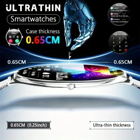 2025 New Ultra Thin Smart Watch Men 1.43" AMOLED Display Always Show Time Bluetooth Call Heart Rate Smartwatch Ladies For HUAWEI