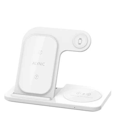 300W Fast Wireless Charger Stand Pad Foldable Fast Charging Station Dock for iPhone 16 15 14 13 12 Pro Max Apple Watch Airpods - Whie