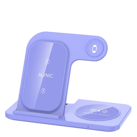 300W Fast Wireless Charger Stand Pad Foldable Fast Charging Station Dock for iPhone 16 15 14 13 12 Pro Max Apple Watch Airpods - Purple