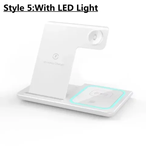 300W Fast Wireless Charger Stand Pad Foldable Fast Charging Station Dock for iPhone 16 15 14 13 12 Pro Max Apple Watch Airpods - Style 5 with light