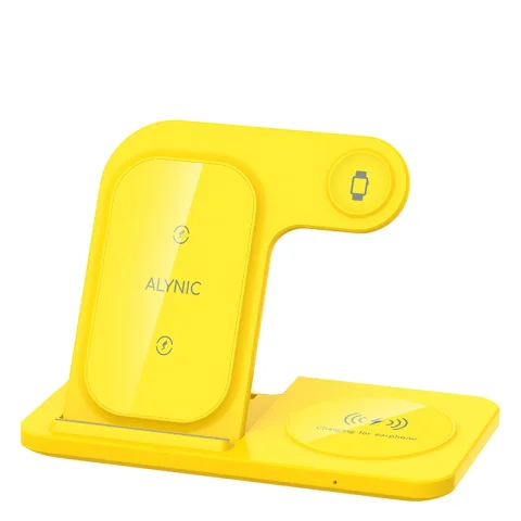 300W Fast Wireless Charger Stand Pad Foldable Fast Charging Station Dock for iPhone 16 15 14 13 12 Pro Max Apple Watch Airpods - Yellow