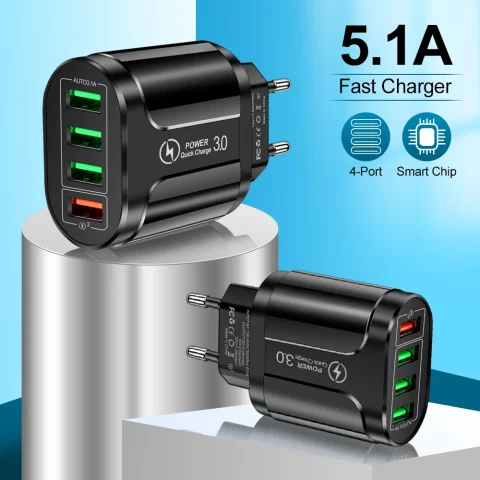 Vumpach 4 Ports USB Fast Charger Quick Charge 3.0 48W Wall Mobile Phone Fast Charging For iPhone Samsung Xiaomi  Adapter Travel