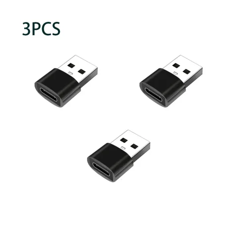 3-Pack USB to USB C Adapter, USB C Female to USB Male Super Fast Charging and OTG Converter Compatible with iPhone 15/14/13/12 P - USB 2.0 black -3PCS