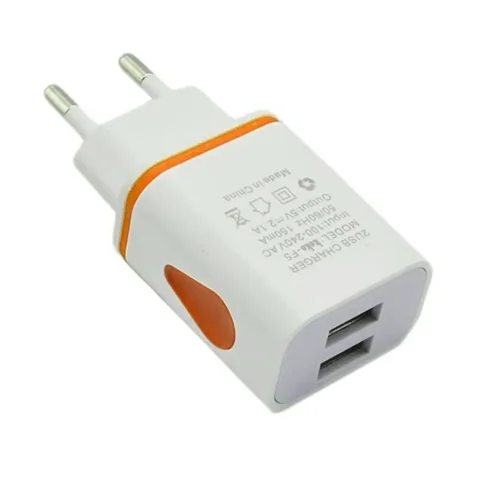 USB Wall Charger for Samsung Xiaomi Dual Port 2A Output Travel Plug Power Adapter Compatible for Phone EU/US Plug - Orange EU plug