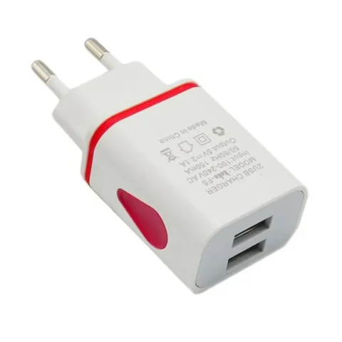 USB Wall Charger for Samsung Xiaomi Dual Port 2A Output Travel Plug Power Adapter Compatible for Phone EU/US Plug - Red EU plug