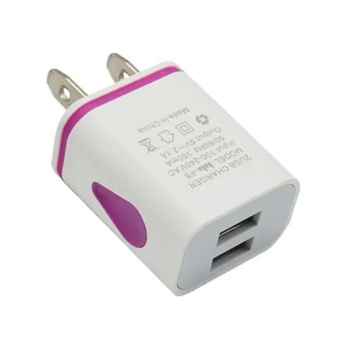 USB Wall Charger for Samsung Xiaomi Dual Port 2A Output Travel Plug Power Adapter Compatible for Phone EU/US Plug - Purple US plug