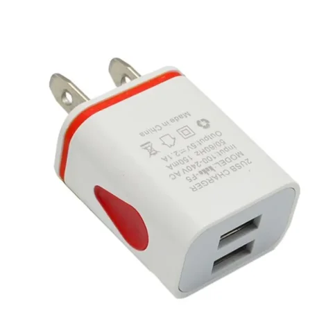 USB Wall Charger for Samsung Xiaomi Dual Port 2A Output Travel Plug Power Adapter Compatible for Phone EU/US Plug - Red US plug