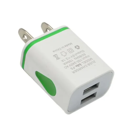 USB Wall Charger for Samsung Xiaomi Dual Port 2A Output Travel Plug Power Adapter Compatible for Phone EU/US Plug - Green US plug