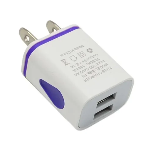 USB Wall Charger for Samsung Xiaomi Dual Port 2A Output Travel Plug Power Adapter Compatible for Phone EU/US Plug - Blue US plug