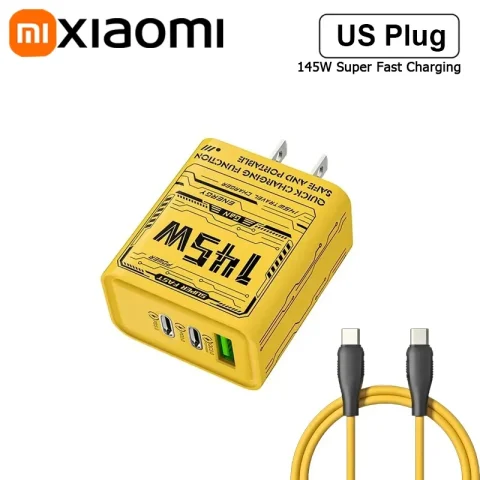 Xiaomi 145W 3Ports Ultra Fast Charging Type-C Phone Charger USB-C QC 3.0 Super Charge Adapter For Huawei Iphone Samsung 2025 - A set US