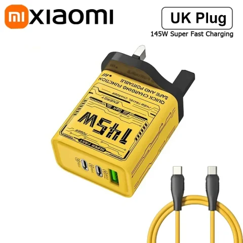 Xiaomi 145W 3Ports Ultra Fast Charging Type-C Phone Charger USB-C QC 3.0 Super Charge Adapter For Huawei Iphone Samsung 2025 - A set UK