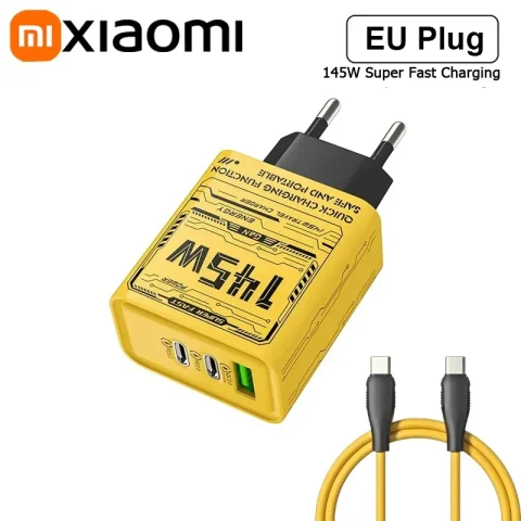 Xiaomi 145W 3Ports Ultra Fast Charging Type-C Phone Charger USB-C QC 3.0 Super Charge Adapter For Huawei Iphone Samsung 2025 - A set EU