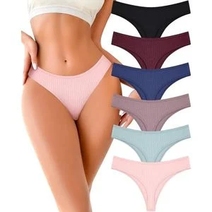Sexy Cotton V- Thong Panties 6pcs
