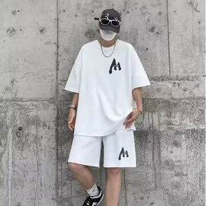 TOUPHY Men's T-Shirts Short Sleeve Shorts Set - White