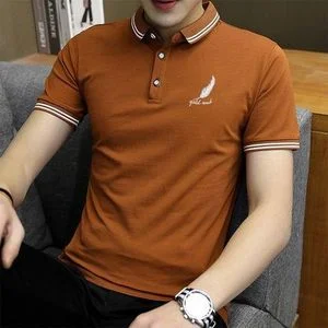 Dou-color Men's Polo Shirt Business T-shirt – Brown