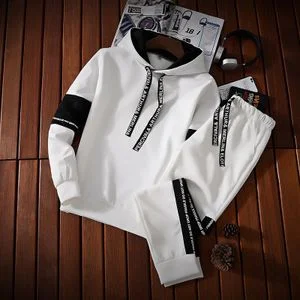 ALagzi 2024 Men's Fashion Casual Sports Long Sleeve Suit - White
