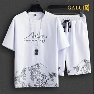 GALUIN Short Sleeve T-shirt + Shorts - White