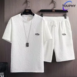 TOUPHY T-Shirts +Shorts Cotton Men's Short Sleeve Set