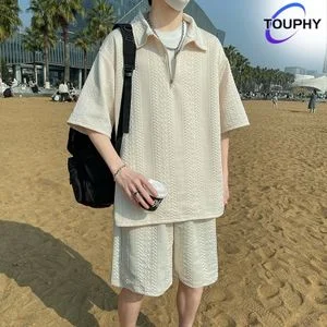 TOUPHY T-Shirts +Shorts 100% Cotton Men's Short Sleeve Set
