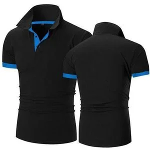 Berrykey Mens Casual Business T-shirt Polos Shirts Stand Collar- Black
