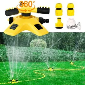 360 Degree Adjustable Automatic Rotating Garden Sprinkler - Yellow