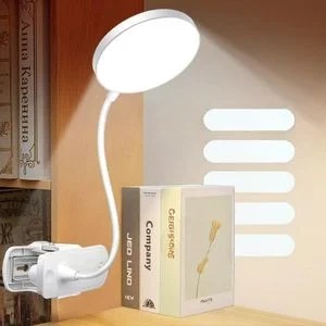 Lamp,Battery Powered Reading Light,Clamp For Bed With 3 Brightness Level, USB Rechargeable(1 Pack)