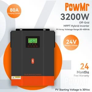 PowMr 3.2KVA 80A MPPT Hybrid Solar Inverter 24vdc To AC 230V