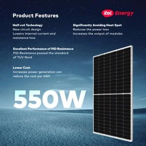 itel Energy 550W N-Type Mono Solar Panel – Ultra High Efficiency for Rooftops, Estates & Businesses (IP68 Rated, 21.3%)