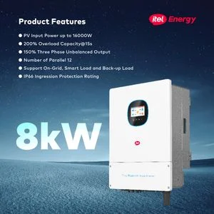 itel Energy 8kW 3-Phase Hybrid Solar Inverter – Commercial Power for Offices & Estates (IP66)