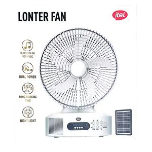 itel 12 Inches AC/DC Solar Rechargeable Music Fan With Panel