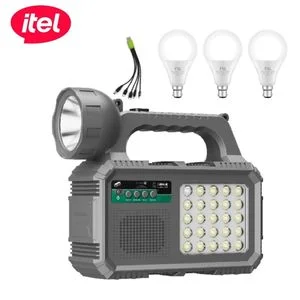 itel Solar Light System With FM, Music & 3pcs Bright Bulbs ISLS-001