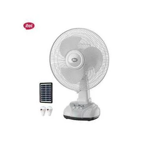 itel ITEL* 12 Inches AC/DC Solar Rechargeable Fan With Panel & 2 Bulbs