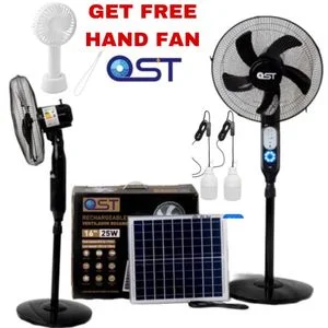 SOLAR OST Solar 16" Fan Rechargeable Standing Fan With Solar Panel