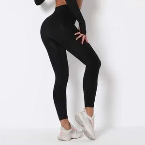 Ladies High Waist Thick Leggings - Black
