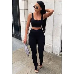 Plus Size Legging And Bratop Set- Black