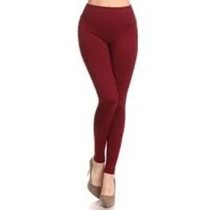 Ladies Thick Leggings - Wine